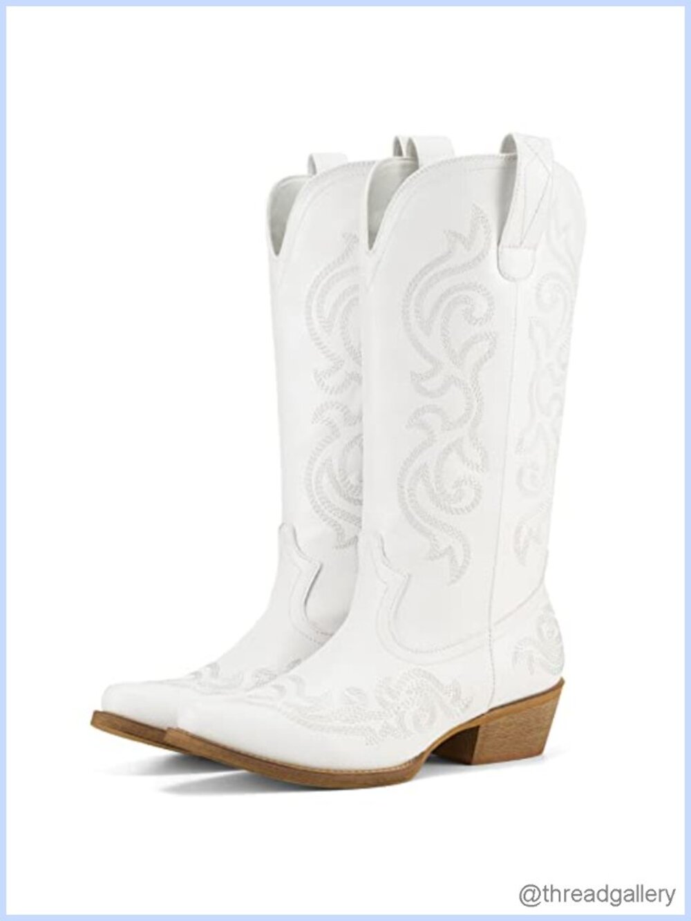 Western Cowgirl Boots Snip Toe Embroidered Mid Calf Block Heel